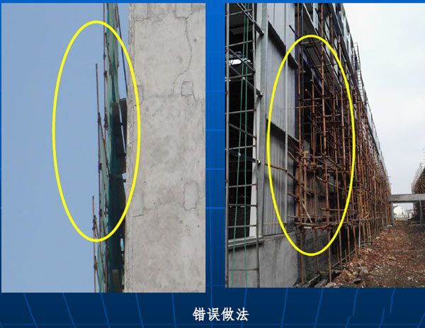 縱向掃地杆應採用直角扣件固定在距鋼管底端不大於200mm處的立杆上.